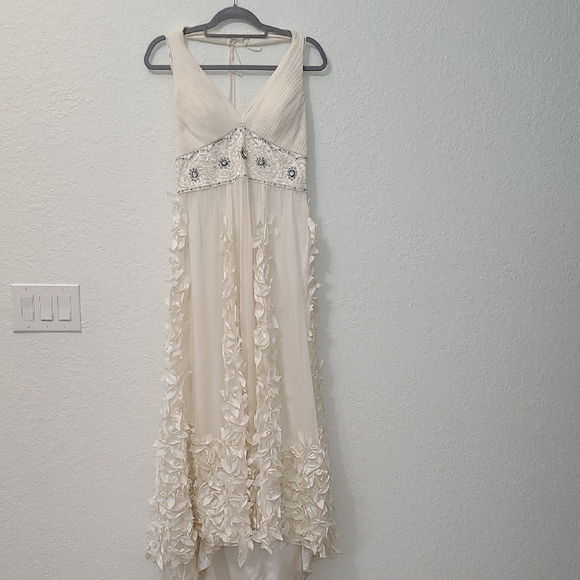 Sue Wong Nocturne Silk Dress Elegant Cream Floral Dress Wedding Party Size 10 - Picture 2 of 15